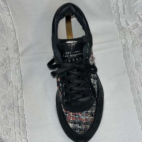 Guess tweed and sequined women’s sneakers. S. 9. Black and multicolored tweed. - Picture 3 of 10